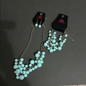 Paparazzi Aqua Beaded Necklace and Earring Set